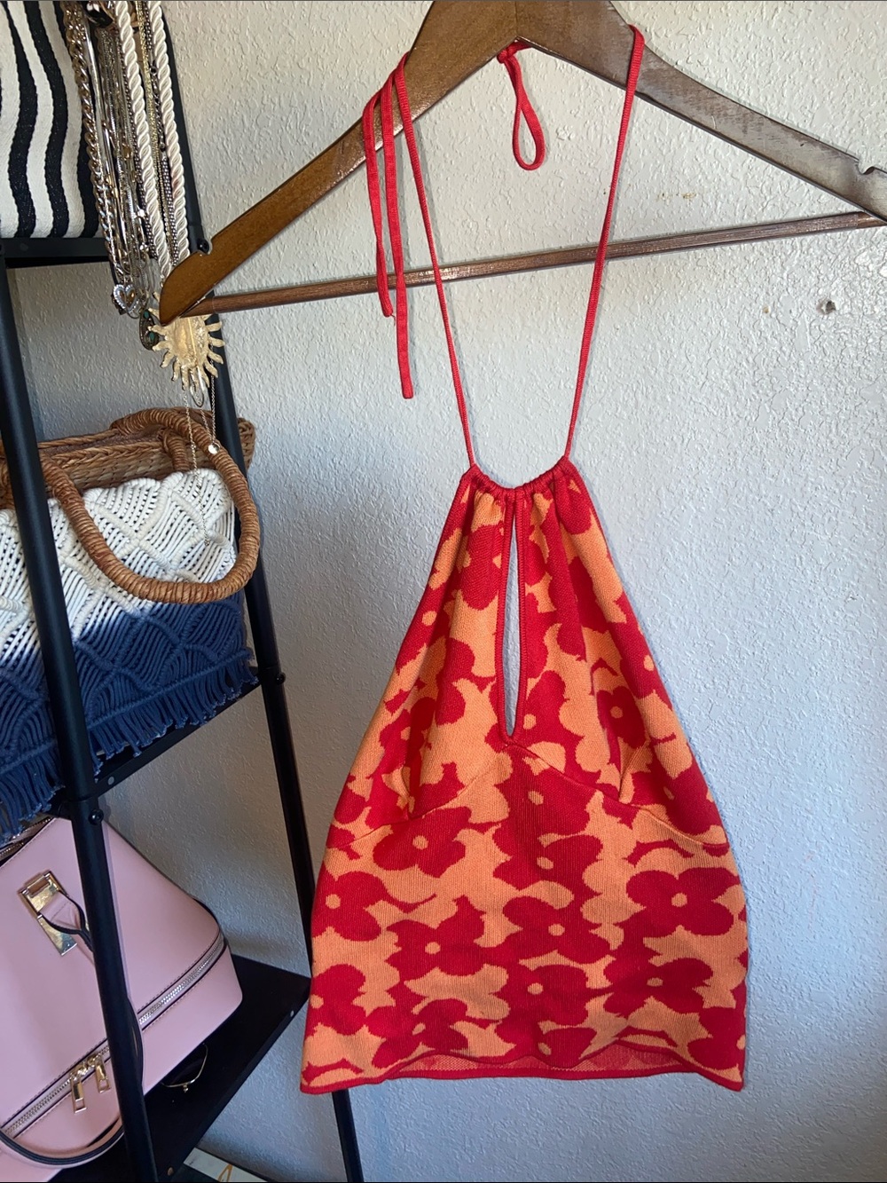 Kids Red & Orange Halter Halter Top